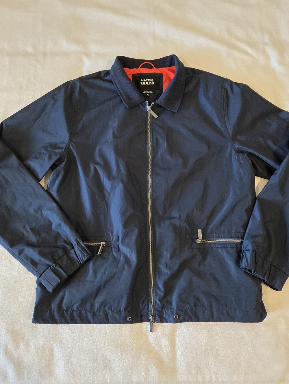 Native Youth XL Lined Windbreaker Jacket Navy Blue
